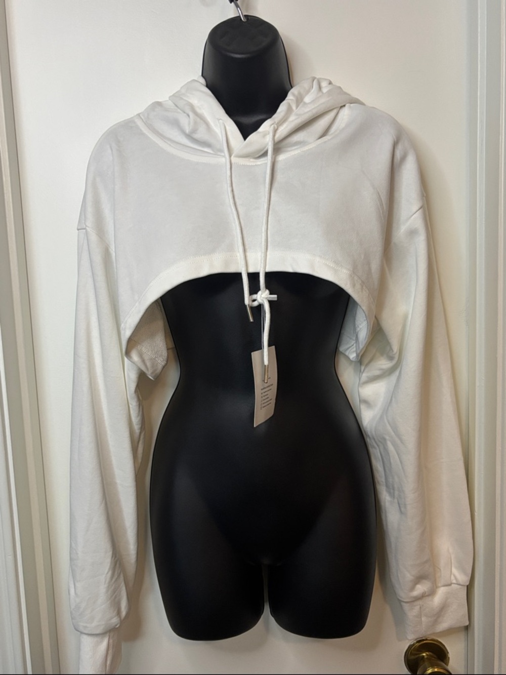 White Cropped Hoodie